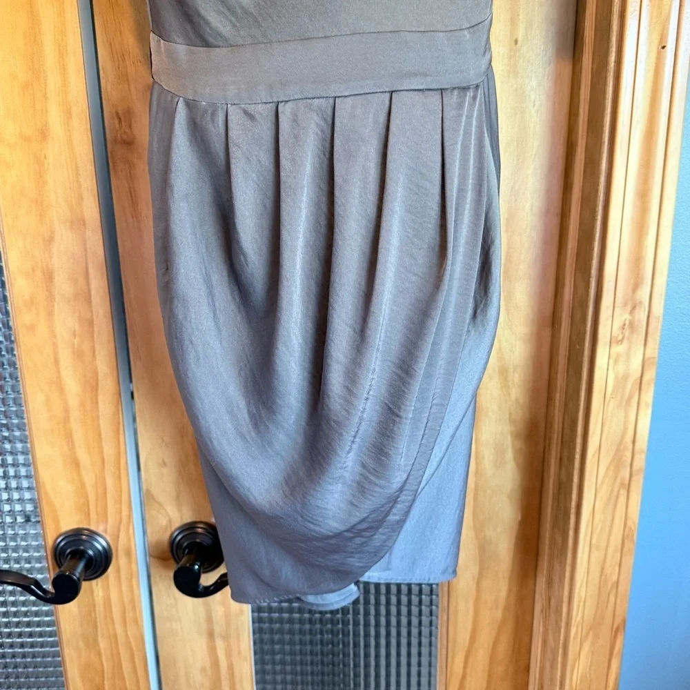 BCBGMaxAzria Taupe Gray Brown Cowl Neck Mini Dress sz XXS